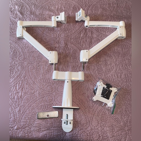 White Dual Monitor Arm Mount